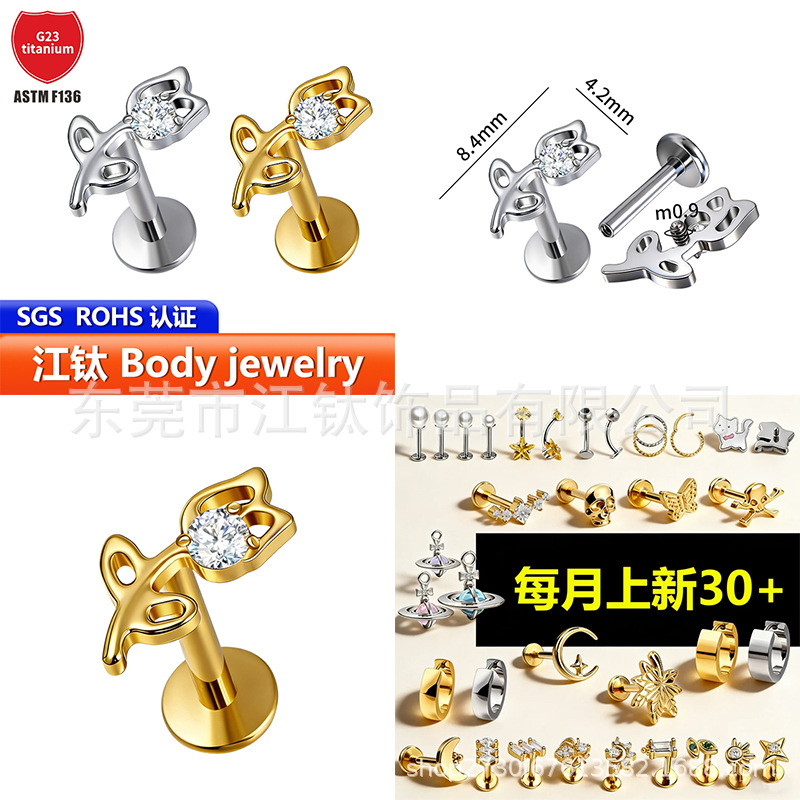 Pointed titanium steel lip stud product view