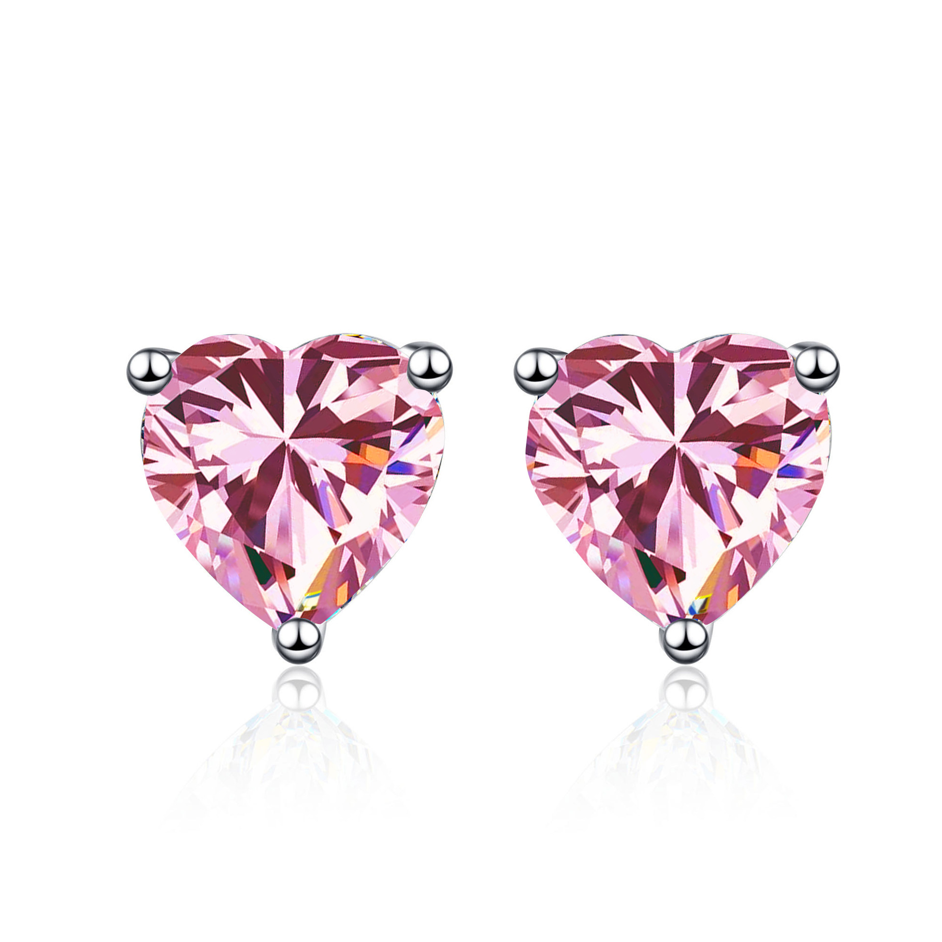 Multicolor de importación de moissanita en forma de corazón 1CT2CT plata esterlina simple moissanita en forma de corazón pendientes de diamante clásicos pendientes