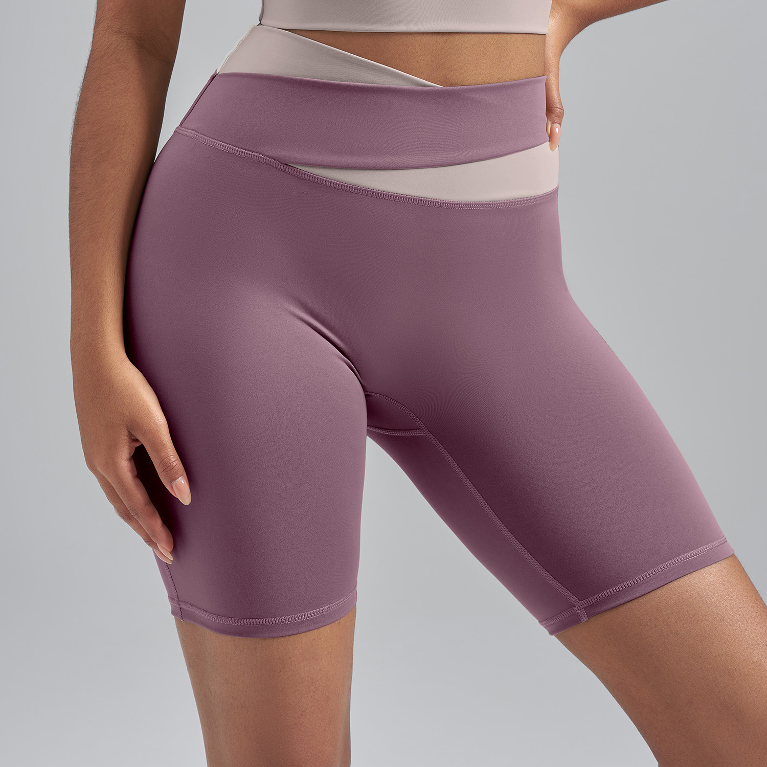 Shorts Deportivos Casuales de Verano con Bloques de Color, Estilo Europeo y Americano, Shorts de Fitness, Shorts de Yoga de Alta Elasticidad con Sensación de Desnudez para Mujer