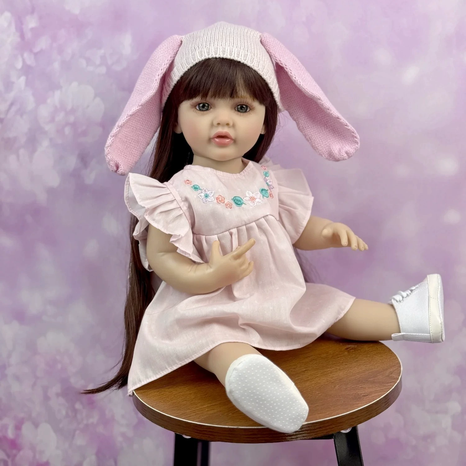 BZDOLL 55 см полностью приклеенная милая кукла с длинными волосами, реалистичная реборн-кукла, хит продаж