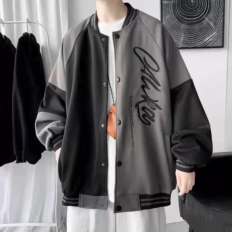 Бейсбольная куртка Tide oversize (мужская), летняя тонкая, двуцветный стиль