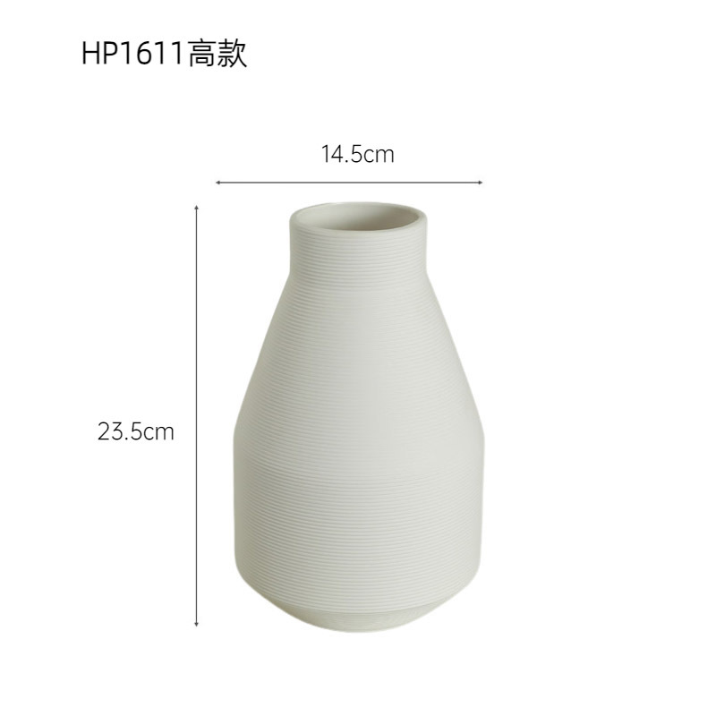 Jarrón de cerámica simple blanco escritorio suave decoración Nordic hogar sala de estar comedor arreglo de flores secas decoración al por mayor