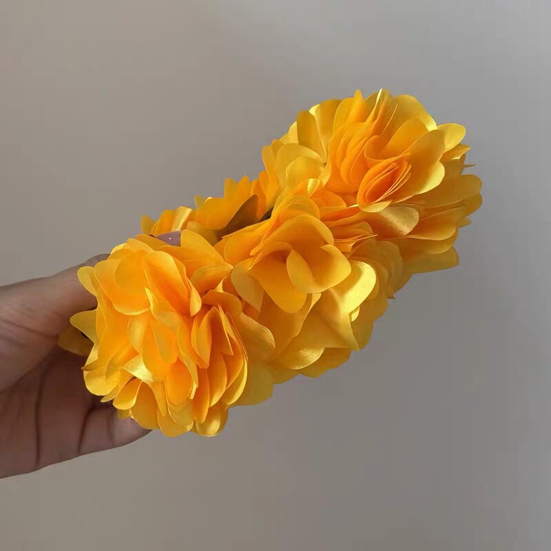 薄荷蓝绿色易梦玲同款花朵香蕉夹女森系发夹扭扭夹盘发抓夹发饰|undefined