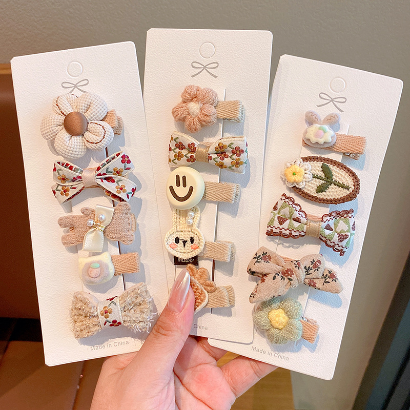 Otoño y invierno para niños paquete de tela completa abrazadera de cabello de alta calidad no lastimará el cabello de niña curry tocado de niña encantadora