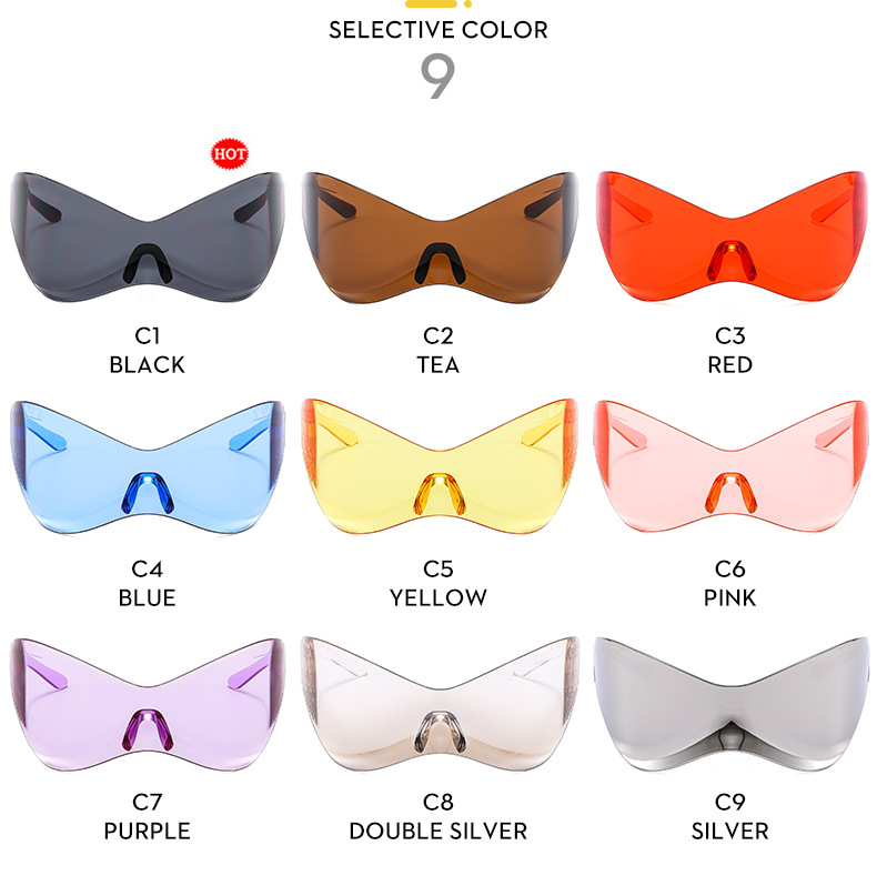 Ballon de sport une pièce à technologie futuriste Y2K, lunettes de soleil punk cool, lunettes hip-hop pour fille épicée, nouvelle collection_voghion.com