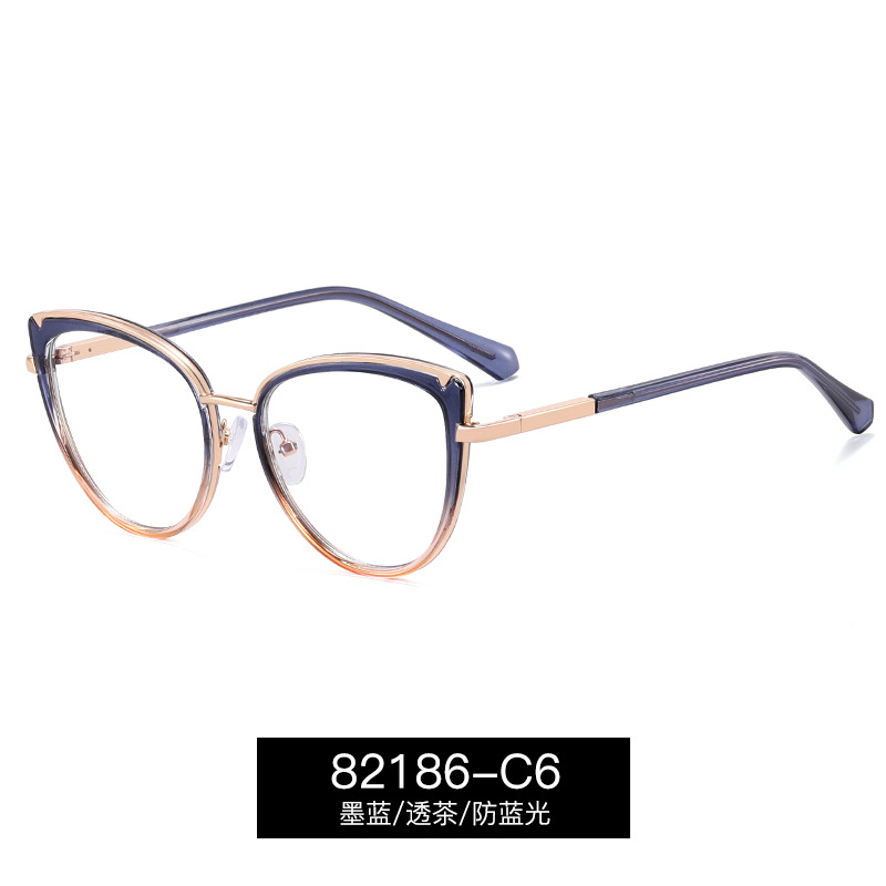 82186 Europa y los Estados Unidos de moda gradiente anti-luz azul protector de ojos gafas de mujer marco de gafas miopía con grado de fábrica en stock