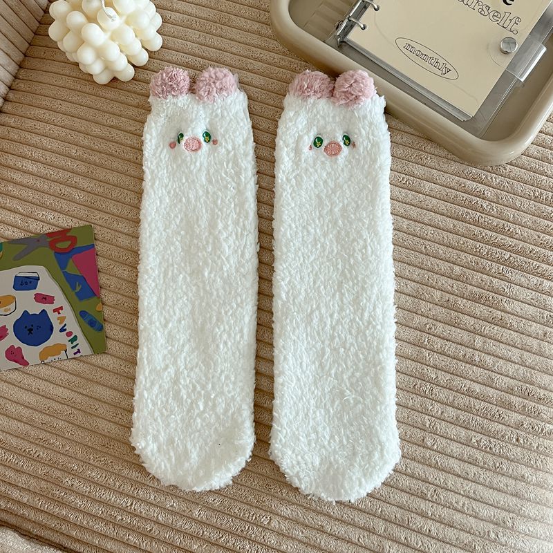 Calcetines de Piso de Media Caña de Vellón de Coral Engrosados y Antideslizantes para el Hogar image 15