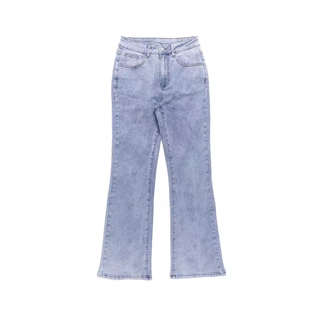 Women's Clothing High Waisted Retro Flared Jeans, Street Style Denim Trousers_ecoleips.com