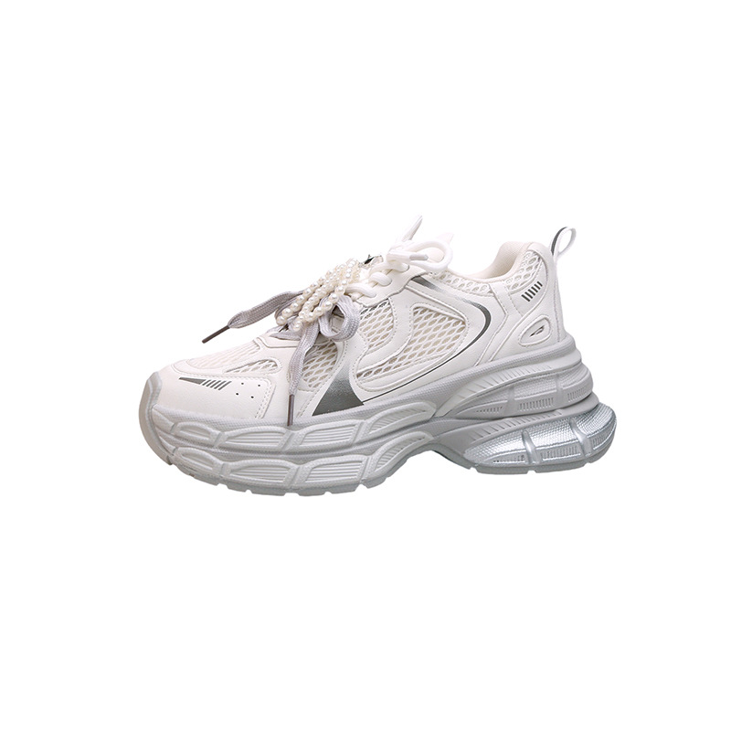 2025 verano nuevo estilo aumento 75mm ~ Doble suela gruesa realce gris zapatos deportivos casuales mujeres zapatos de papá mujeres