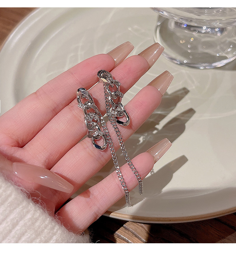 Hip-Hop Geometric Copper Inlay Zircon Earrings 1 Pair