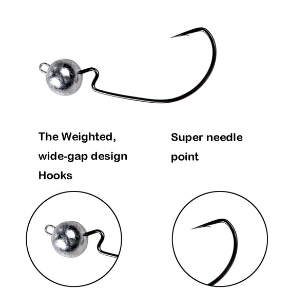 BKK Lead head hook 4 pieces crank hook fish hook with barb carbon…