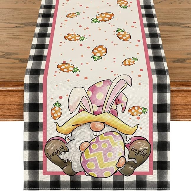 Camino de mesa transfronterizo superventas en Amazon, la nueva decoración para el hogar con temática de conejos de Amazon, mantel de lino estampado para mesa de comedor. image 4