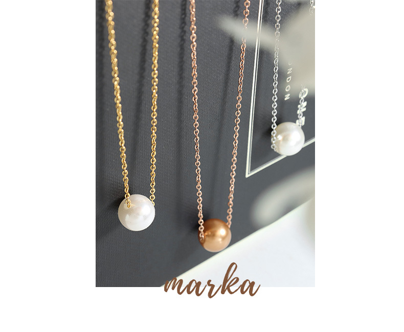6g Weight 0.03µm-0.05µm Gold Plating Thickness PVD Coated Gold Plating Process Real Gold Plated Plating Material PVD Coated Real Gold Plated 18K Gold Solid Color 304 Stainless Steel Imitation Pearl Fashion Waterproof Non Tarnish 304 Stainless Steel Pendant Necklace