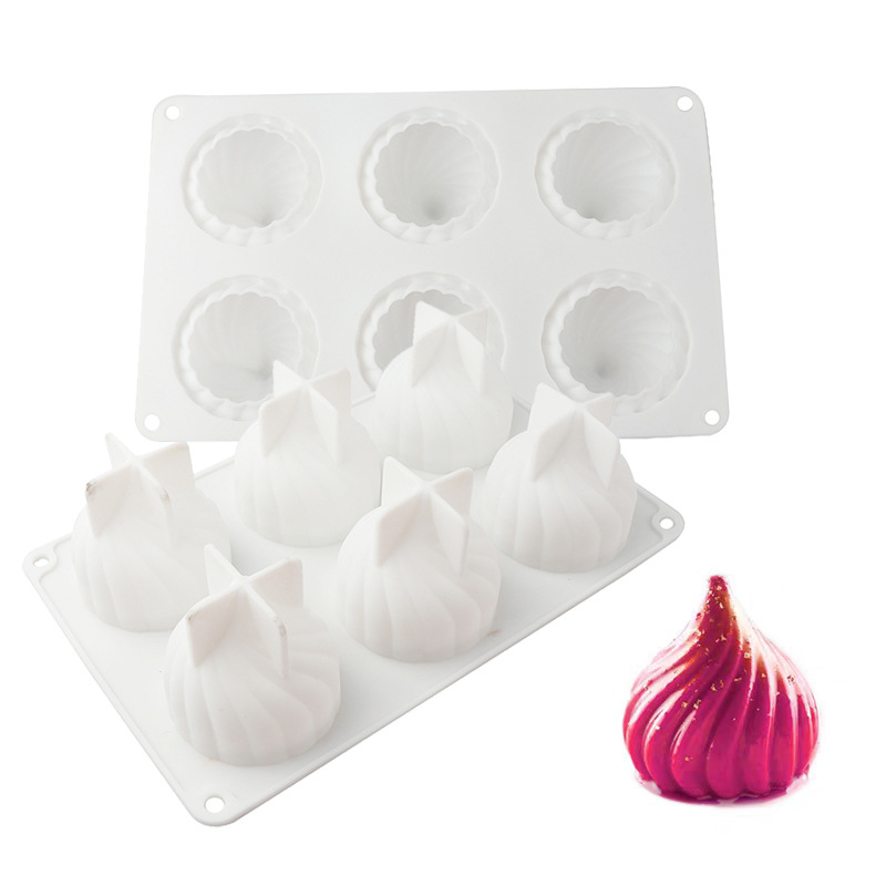 6 piezas de 15 piezas mousse de ciclón molde de pastel de postre francés cabeza de cebolla relleno al vapor bollo molde de silicona chocolate para hornear