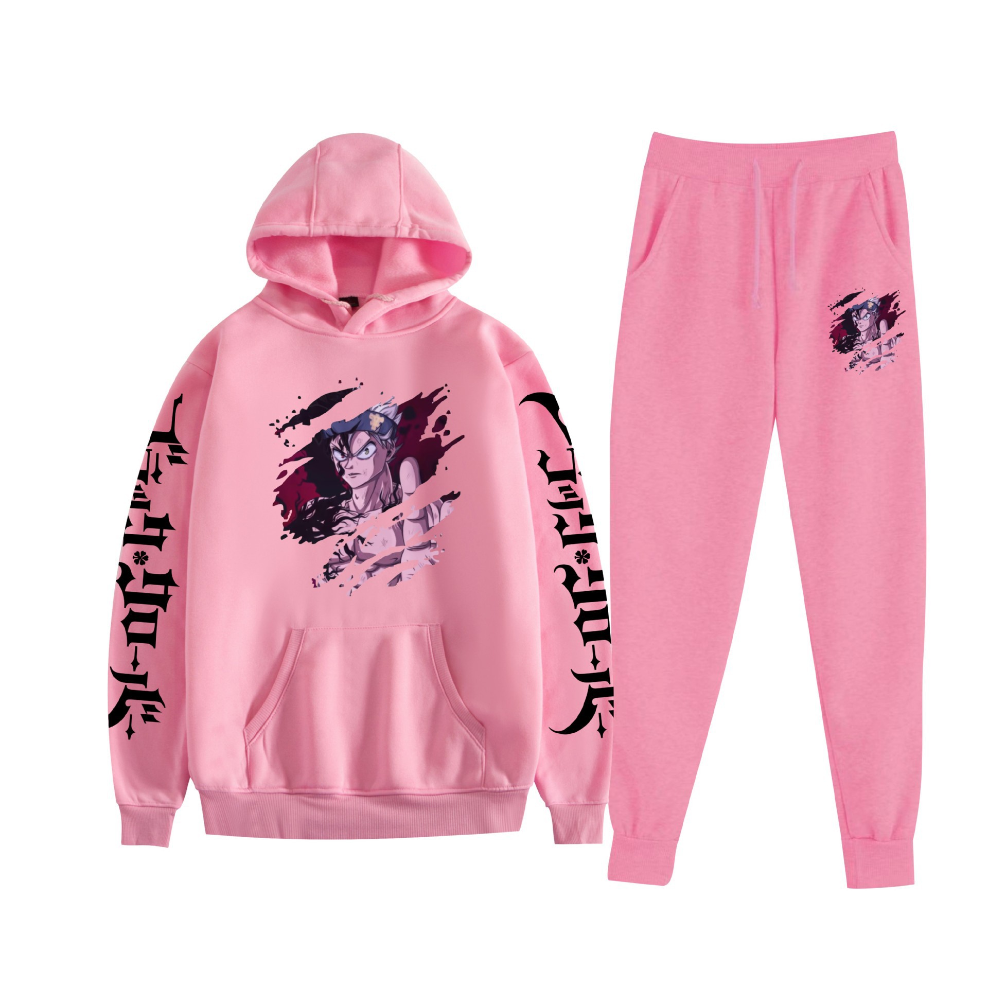 Comercio exterior nuevo estilo riman black trébol de cuatro hojas-Black Clover suéter con capucha corsés traje de dos piezas