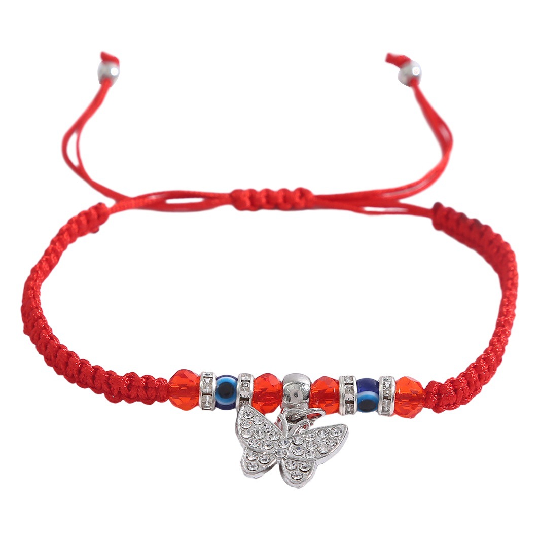 European and American Cross-border Explosive Bracelet Female Evil Eye Palm Blue Eye Evil Eye Red Rope Woven Adjustable Bracelet