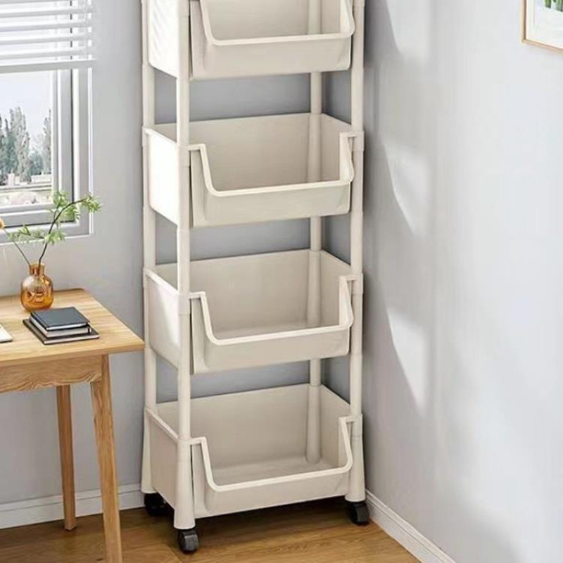 Bookshelf Movable Storage Rack Floor-Standing Children's Toy Storage Rack Kitchen Household Snack Trolley Storage Cabinet