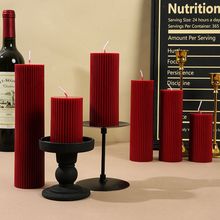 法式复古酒红色香薰蜡烛小众高级浪漫喜烛礼红色蜡烛新中式蜡烛