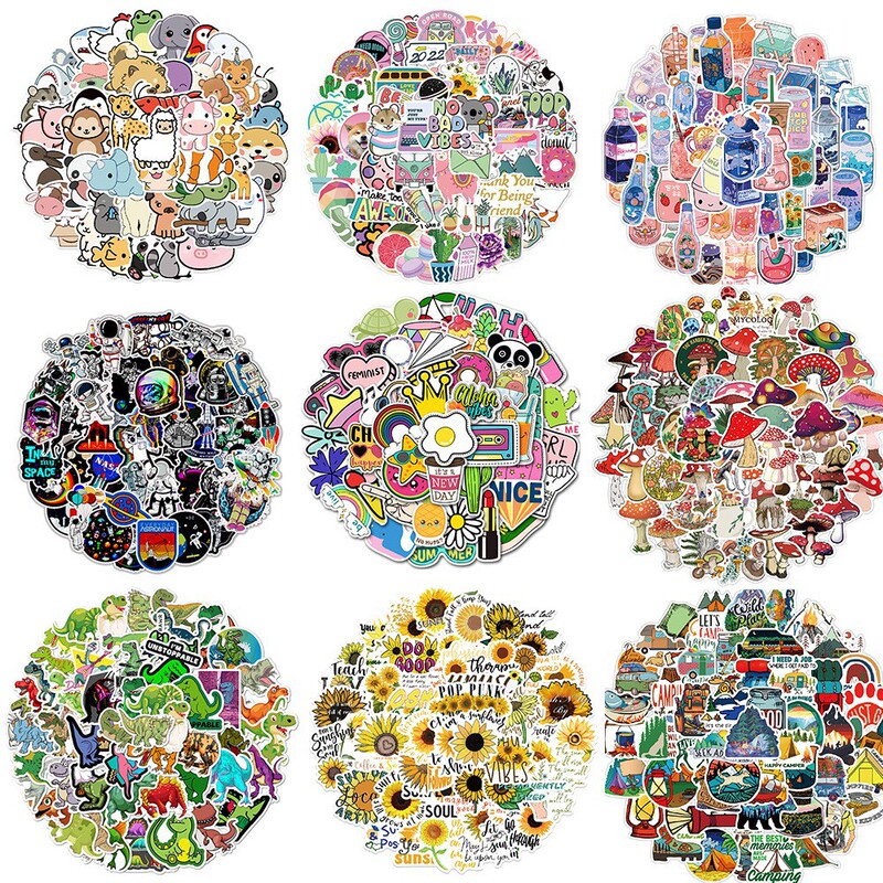 50~450 Pieces of Amazon Non-Infringement Graffiti Stickers for Outdoor Use, Mixed Scenery, Luggage Stickers, Astronaut Cartoon Stickers