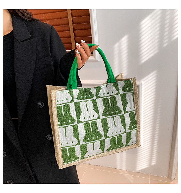 High-end mid-capacity canvas school commuting handbag 2024 new style fashionable and versatile linen single-shoulder tote bag undefined