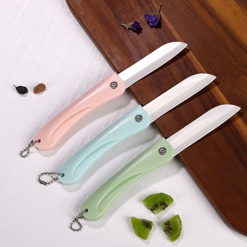 Cuchillo de frutas de cerámica plegable personalizado cuchillo de corte de frutas cuchillo portátil de cocina cuchillo de corte de alimentos suplementarios