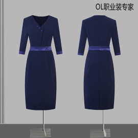 职业旗袍改良版连衣裙气质工作装中国风教师收腰复古正装园服批发