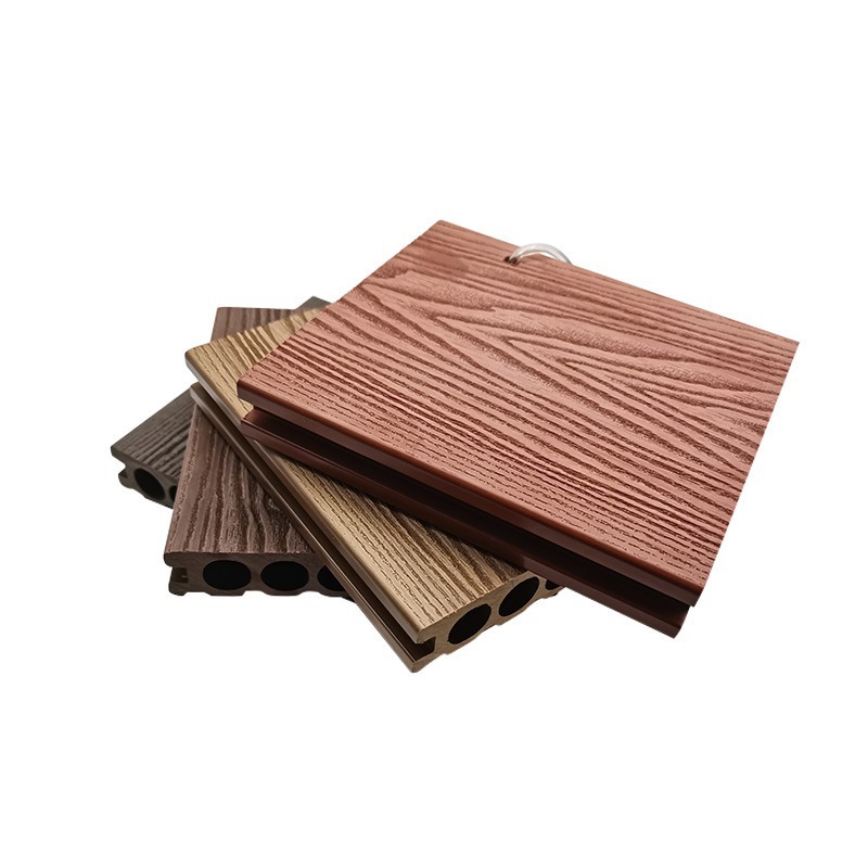Suelo de Madera Plástica WPC con Orificios Redondos, para Exteriores, Patio, Camping, Autoinstalable, Anticorrosivo, Venta al por Mayor de Fábrica en Foshan image 6