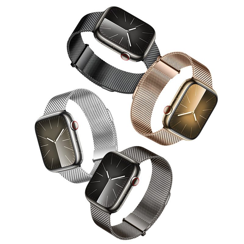 Aplicable a AppleWatch Correa de Milán de alta densidad al por mayor iWatch doble imán Apple Metal Belt Business image 5