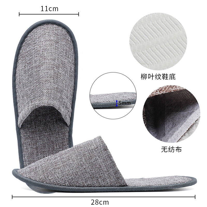 [뜨거운] 간단한 회색 린넨 슬리퍼 (프리 사이즈, 38 ~ 43 야드, 5mm 미끄럼 방지 솔에 적합)