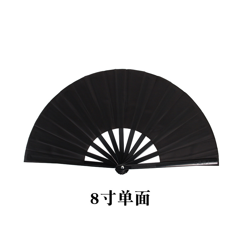 Venta directa de fábrica Abanico de artes marciales de doble cara de hueso negro de 8 pulgadas Abanico de doble cara Abanico de baile para niños