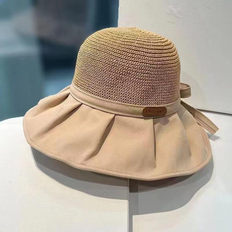 夏収納サンハット大きなつばビニール帽子抗 UV 漁師韓国スタイルの顔を覆う日焼け止め帽子ビーチハット|undefined