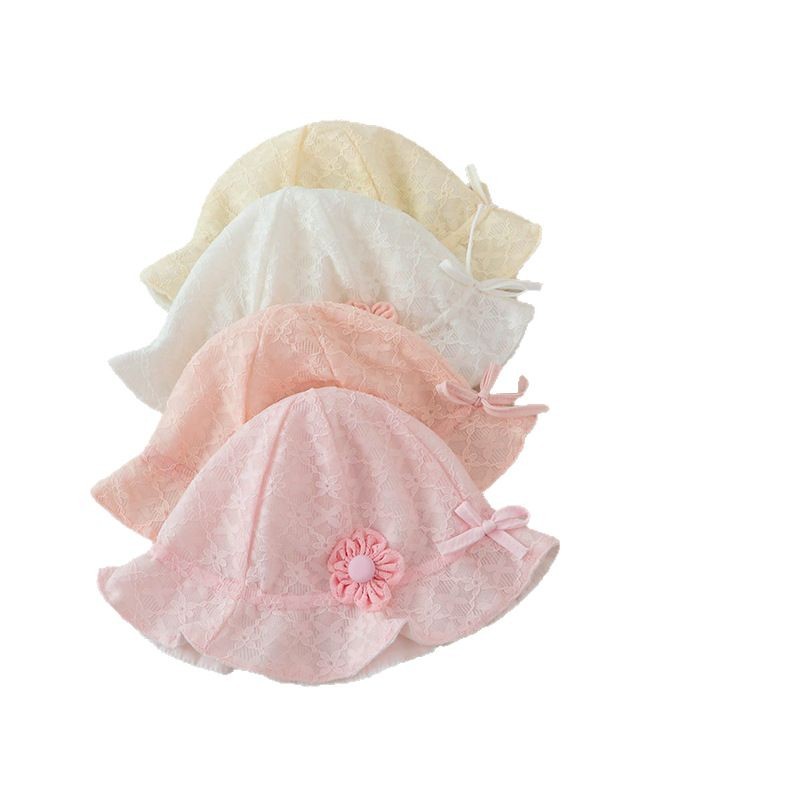 Sombreros para bebés de verano delgados de encaje princesa sombrero de sol lindo bebé recién nacido correa sombrero de corte