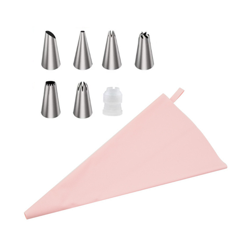 Juego de boquillas de acero inoxidable para decoración de pasteles, herramientas para glaseado, boquilla para crema, bolsa de glaseado de EVA, engrosada