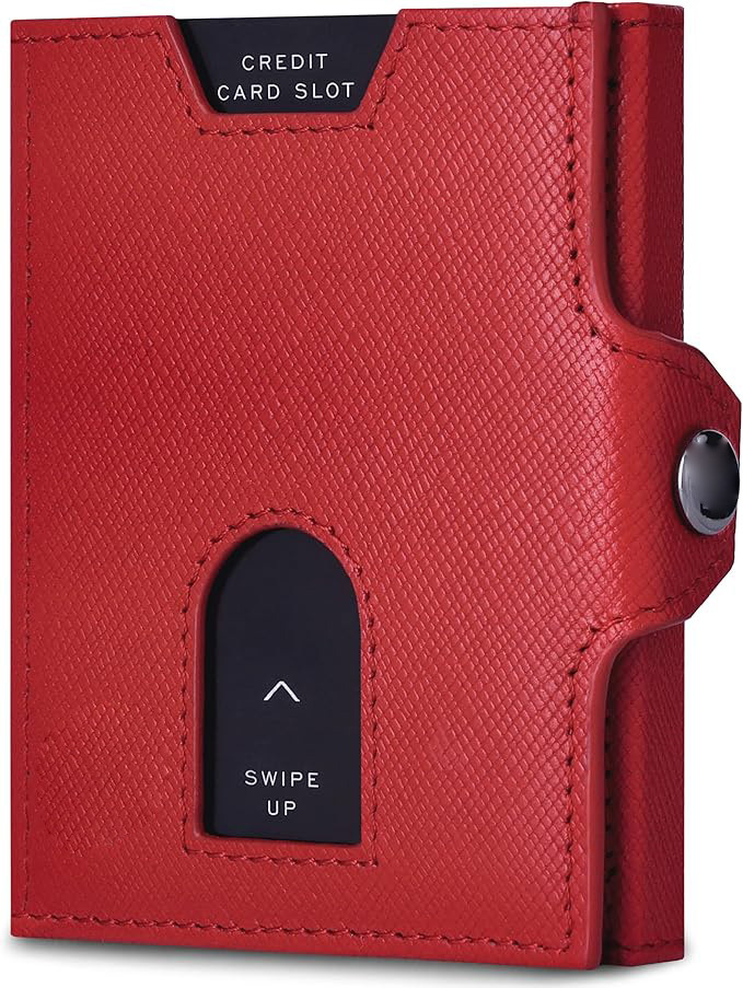 Amazon cuero RFID anti-robo bolso de tarjetas de cuero multifuncional con botón bolso de cambio de moda de negocios bolso de hombre