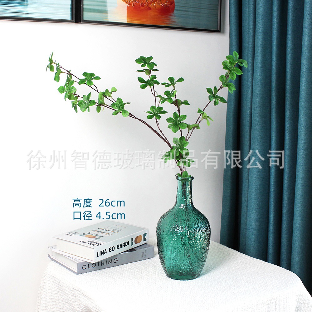 Vaso de vidrio de estómago grande personalizado floral nórdica decoración decorativa decoración de la sala de estar simple jarrón de alto nivel