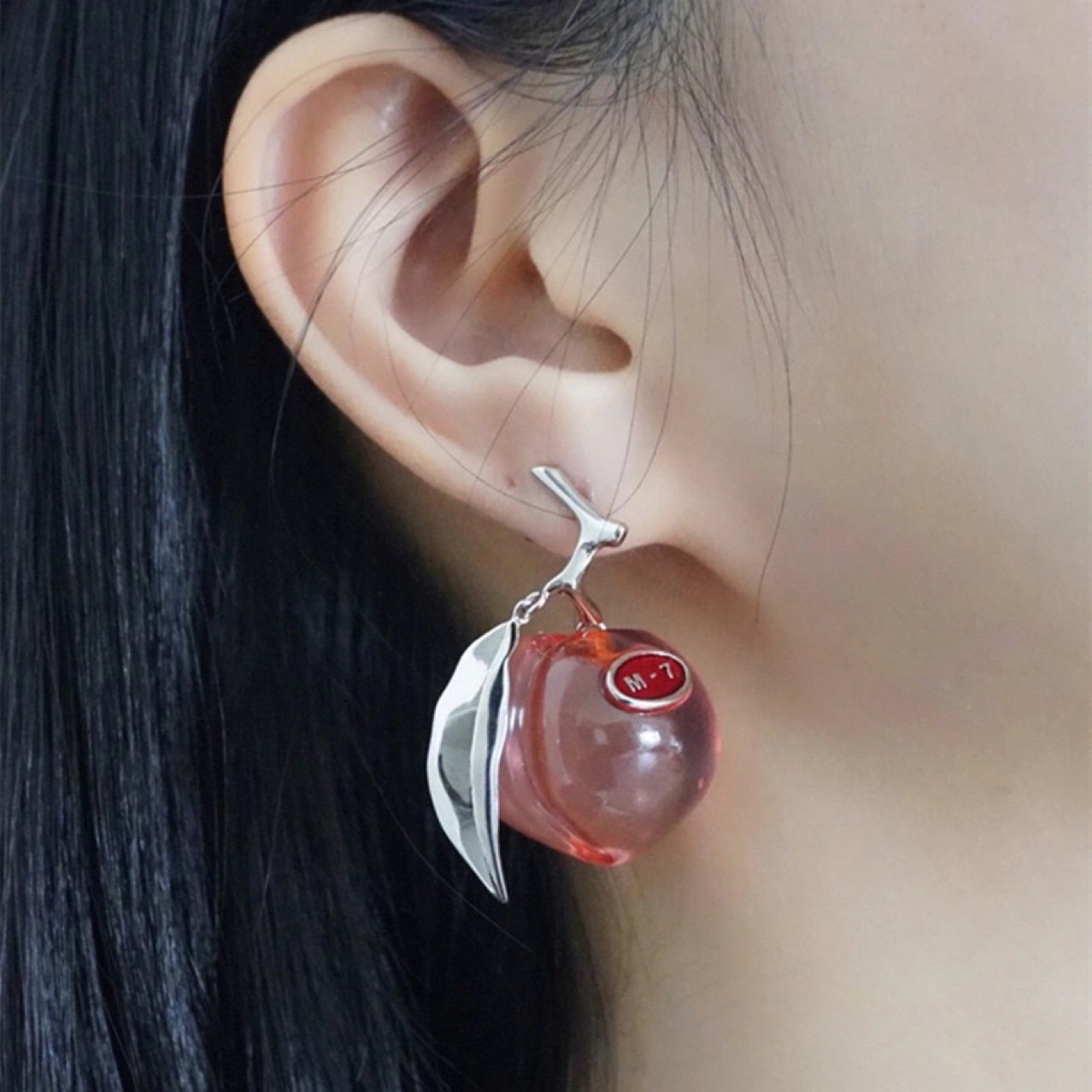 Sweet Candy Crystal Peach Cute Fruit Earrings display picture 3