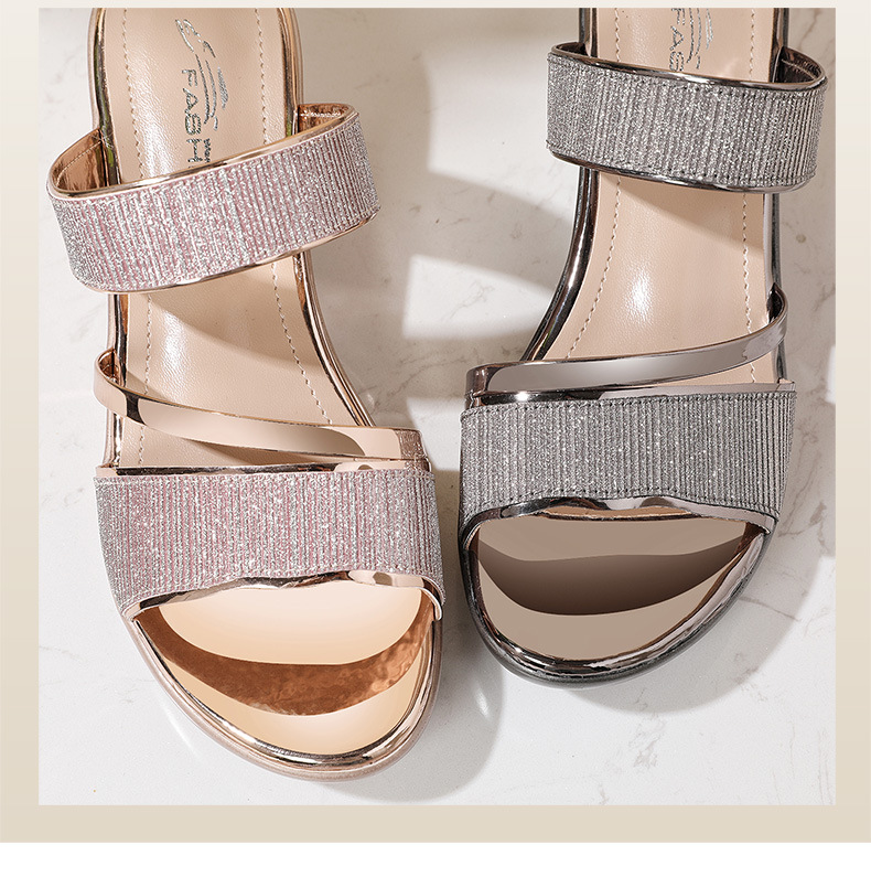 Sandal đế xuồng gót vuông cao vừa cho nữ thời trang đi ngoài — Màu sâm banh 9067, 9067 màu súng chi tiết 12