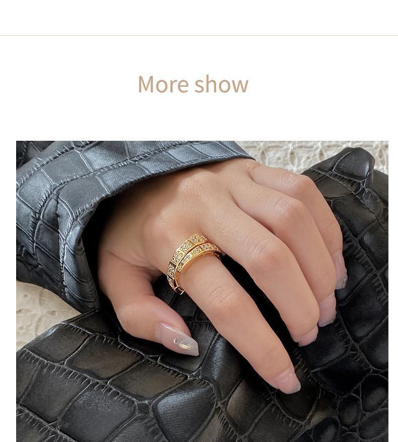 Fashion Snake Copper Inlay Zircon Open Ring 1 Piece