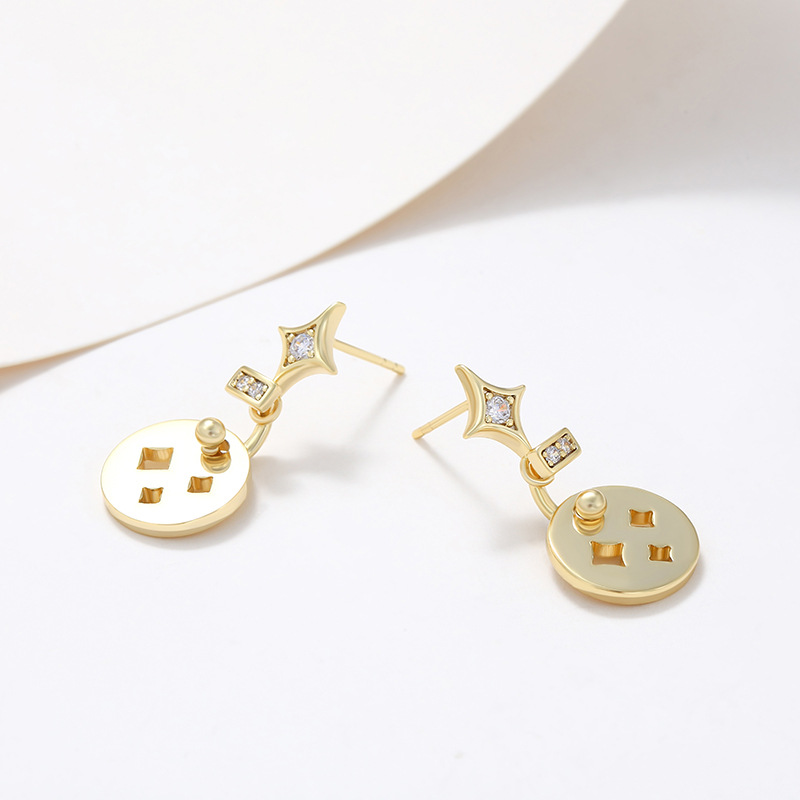 Joyería Xuping geometría redonda brillante pernos de orejas de lenteja femenina simple y fría aretes de orejas de estilo ligero lujoso