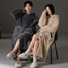 情侣睡衣男女士一对珊瑚绒长款睡袍冬季加厚加绒大码2025新款冬天