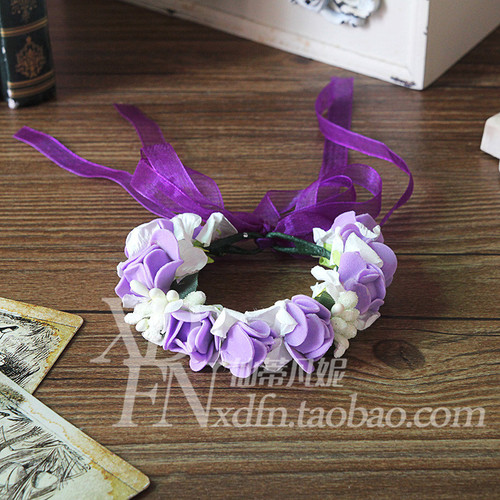 PK7J Children's Handband Flower Garland Student Performance Dancing Hand Flower Props Bridesmaid Wrist