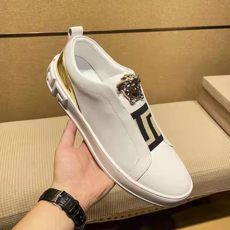 European Station Summer Genuine Leather Slip-on Lazy Shoes Medusa All-match Casual Shoes Korean Fashionable Men's Shoes Loafers