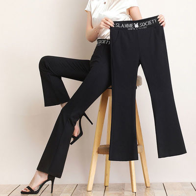 black Bell-bottoms spring and autumn Weila pants new pattern Paige Show thin Casual pants Large Ninth pants trousers