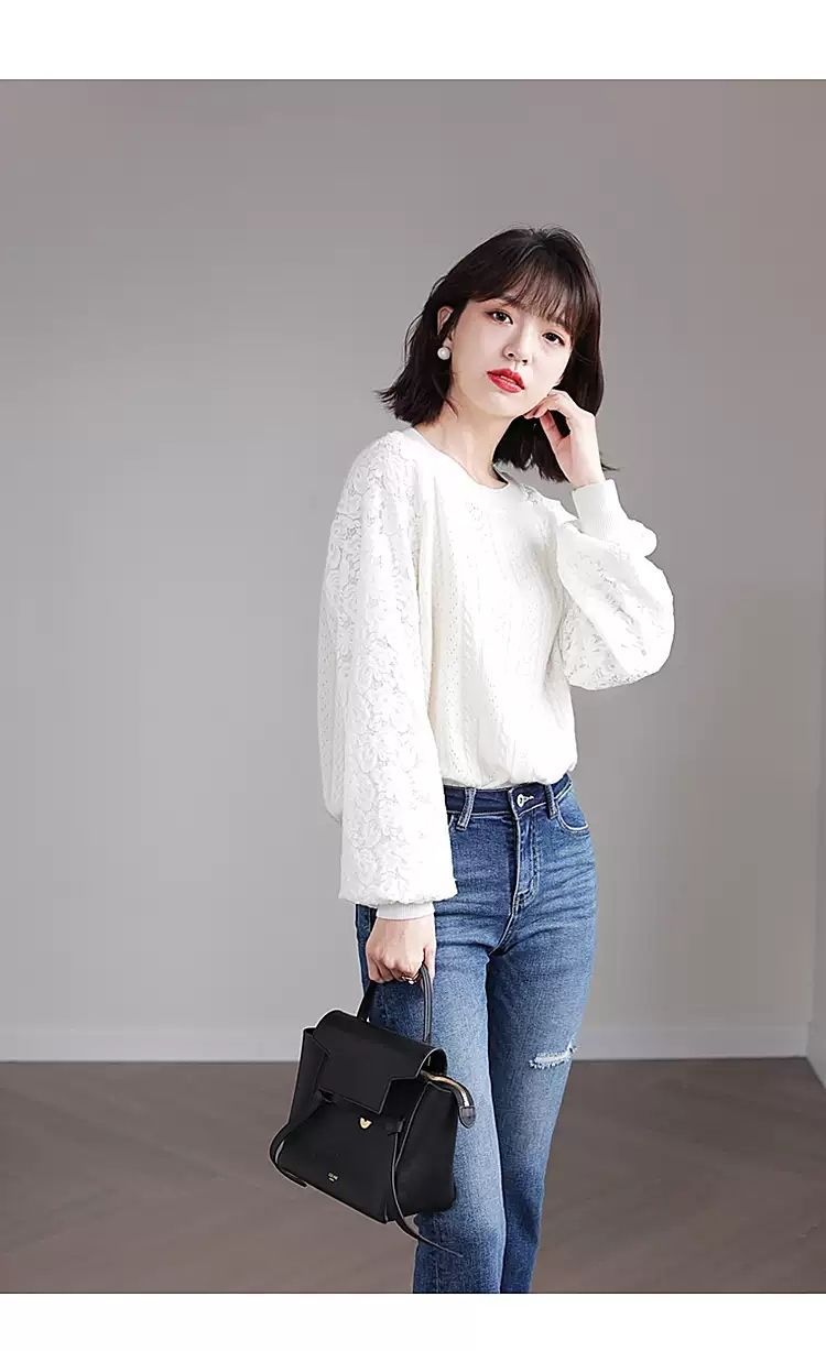 D6218 620K ÁO LEN NỮ DONTDO ÁO LEN DÀI TAY MÙA XUÂN THU ĐÔNG PHONG CÁCH HÀN QUỐC HỌA TIẾT HOA THỜI TRANG NỮ REN G02 SẢN PHẨM MỚI