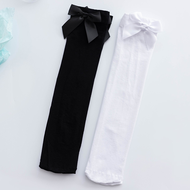 JK medias de las mujeres delgadas sobre la rodilla medias de terciopelo Lolita arco blanco estilo preppy calcetines de pantorrilla