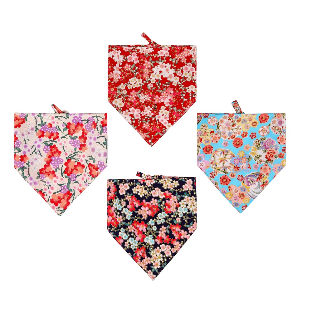 TANPOPO fabricante en stock nuevo estilo japonés estilo triángulo de algodón toalla mascota saliva toalla perro impreso bufanda accesorios