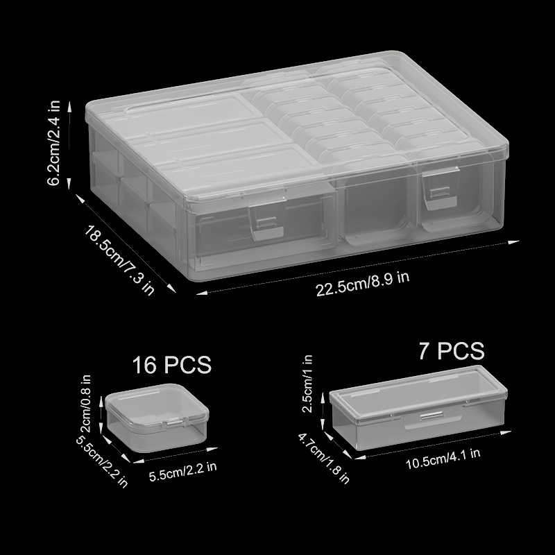 32格透明塑料收纳盒串珠方形分格分类收纳整理防尘防氧化首饰品盒