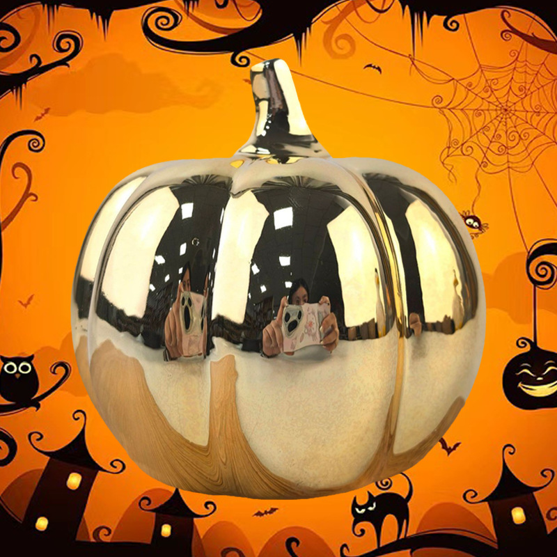 Decoración de Halloween calabaza lámpara decoración escenario Halloween atmósfera galvanizado oro calabaza decoración