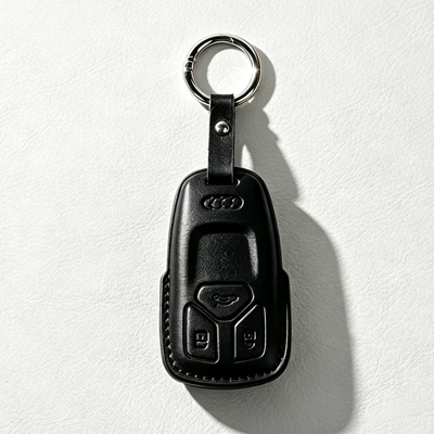 Suitable for Audi A6L Key Cover, Car key bag - type-a-black-leather-case-p2-short-leather-buckle-key-case