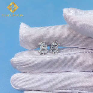 Europe and the United States personality INS new earrings 925 silver set moissanite B word hip-hop personality earrings wholesale supply